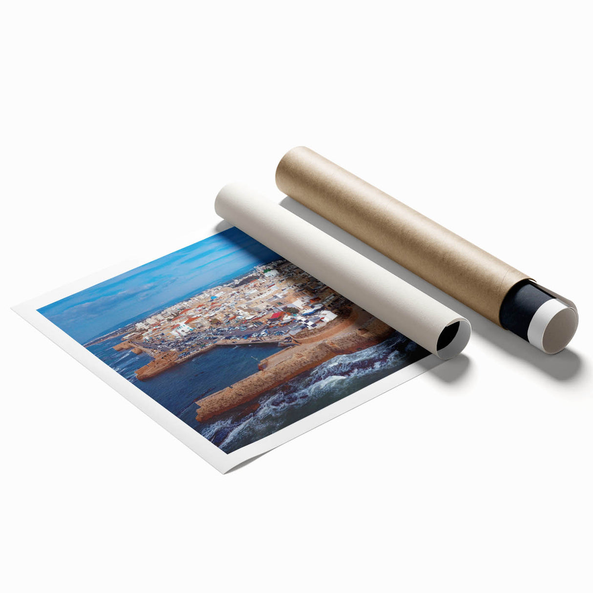 Extra large rolled print featuring a Middle Eastern scenery with vibrant floral elements, ideal for classy bathroom wall art.