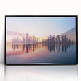 Large abstract wall art depicting a Qatar scenery in muted earth tones on a framed acrylic.