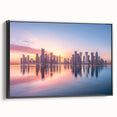 Black and white landscape art of a Middle Eastern Qatar scenery on a framed canvas, suitable for bedroom decor.
