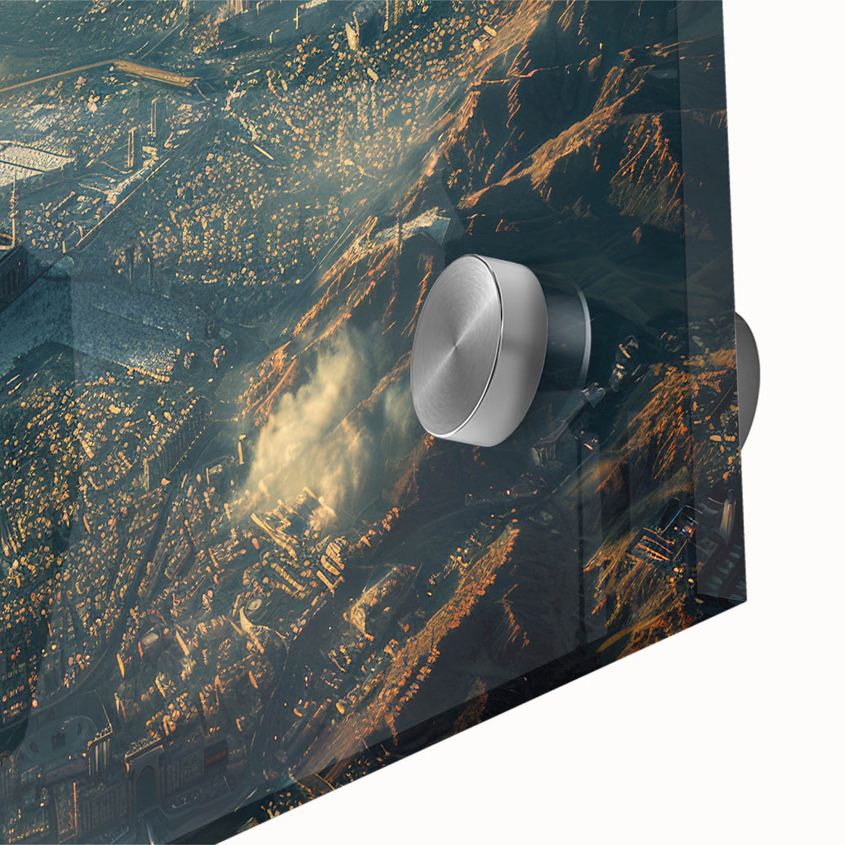 Large abstract wall art of a Saudi Arabian scenery in muted earth tones on acrylic glass, ideal for dining room art.