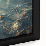 Extra large framed canvas featuring a textured black wall art of a Saudi Arabian scenery in vibrant colors.