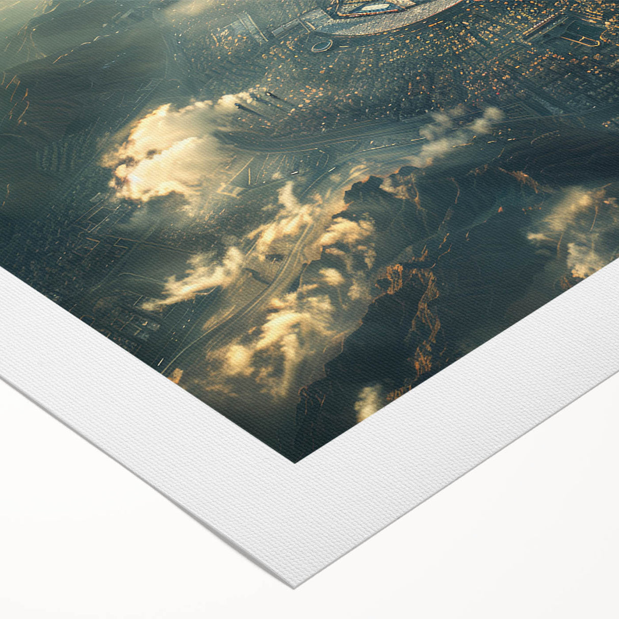 Art deco poster depicting a vibrant Saudi Arabian landscape on rolled canvas, suitable for dining room wall art.