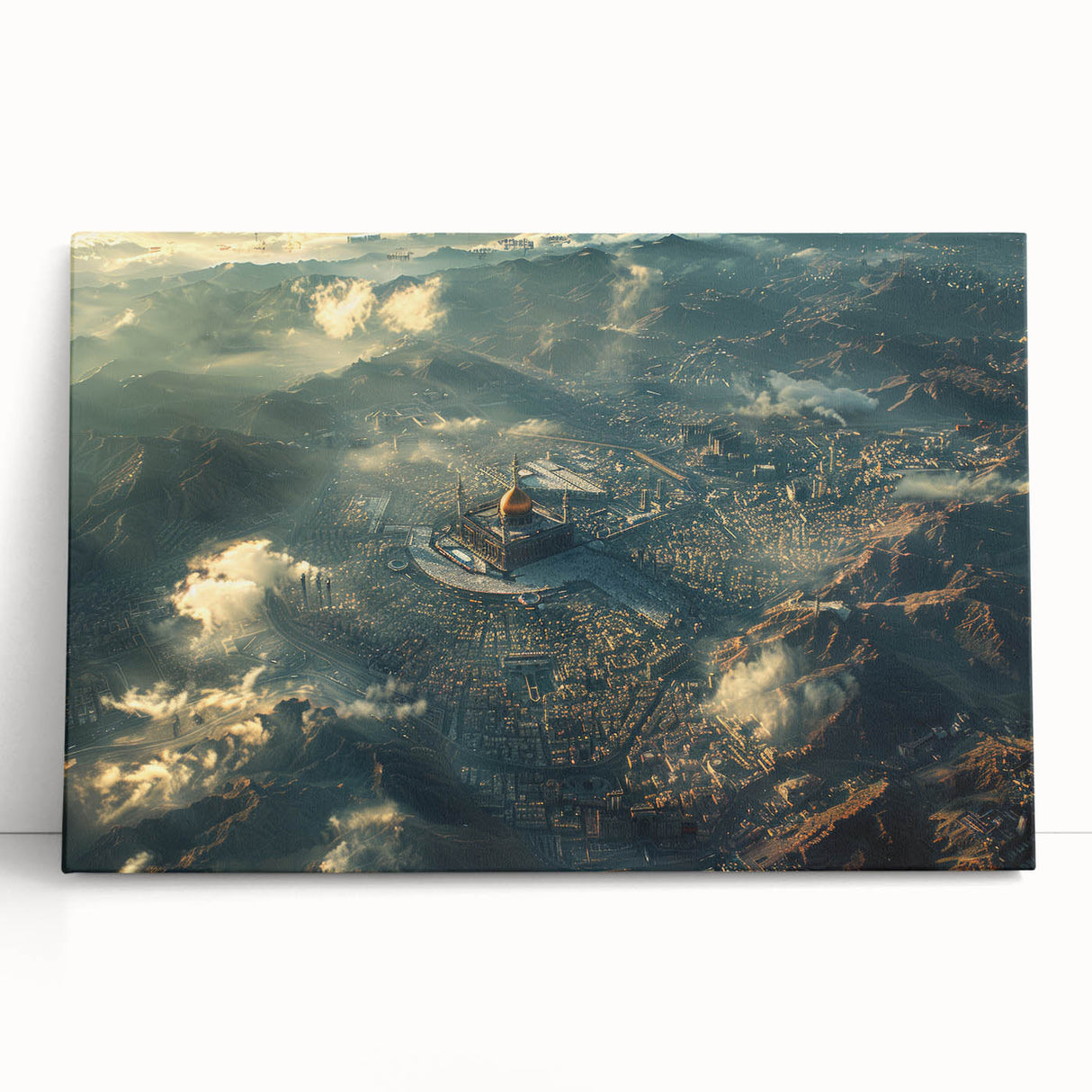 Black and white stretched canvas of Saudi Arabian scenery, ideal for kitchen wall art or bedroom ambiance.
