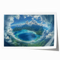 Extra large rolled print of Bora Bora scenery with vibrant blue waters and lush greenery, ideal for art wall dining room.