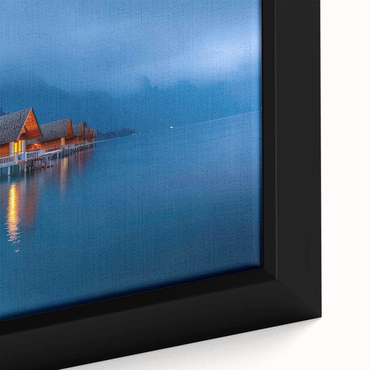 Extra large black wall art featuring a textured, colorful Tahiti scenery on a framed canvas, ideal for living room decor.