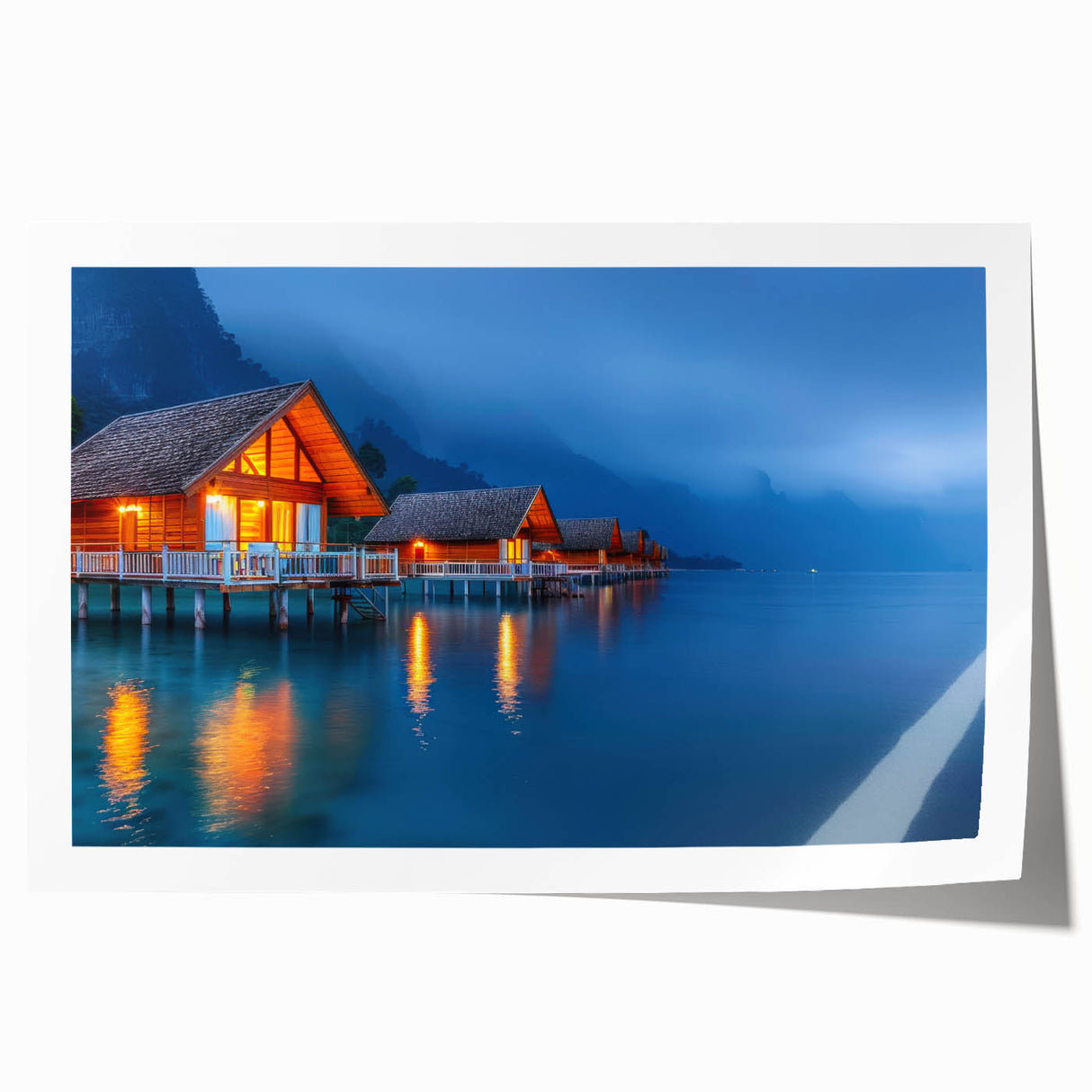 Extra large rolled print of a Tahitian landscape, featuring lush greenery and floral elements.