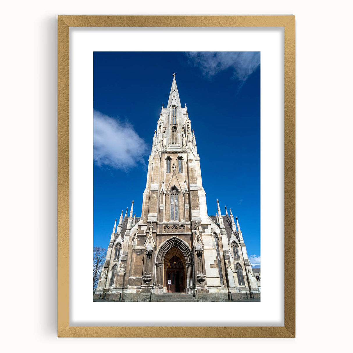 Extra large textured abstract art print of Otago, New Zealand, in gold frame, ideal for living room decor.