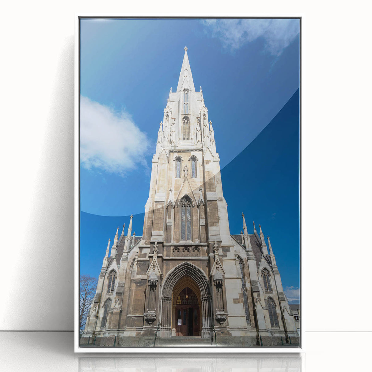Modern art wall decor featuring a serene Otago, New Zealand landscape in pastel shades, white framed acrylic.