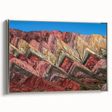 Landscape art painting of a scenic Argentinian view in vibrant colors on a silver-framed canvas, ideal for living room decor.