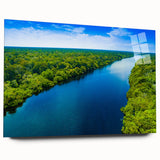 Large abstract wall art of a Brazilian landscape in muted earth tones on acrylic glass.