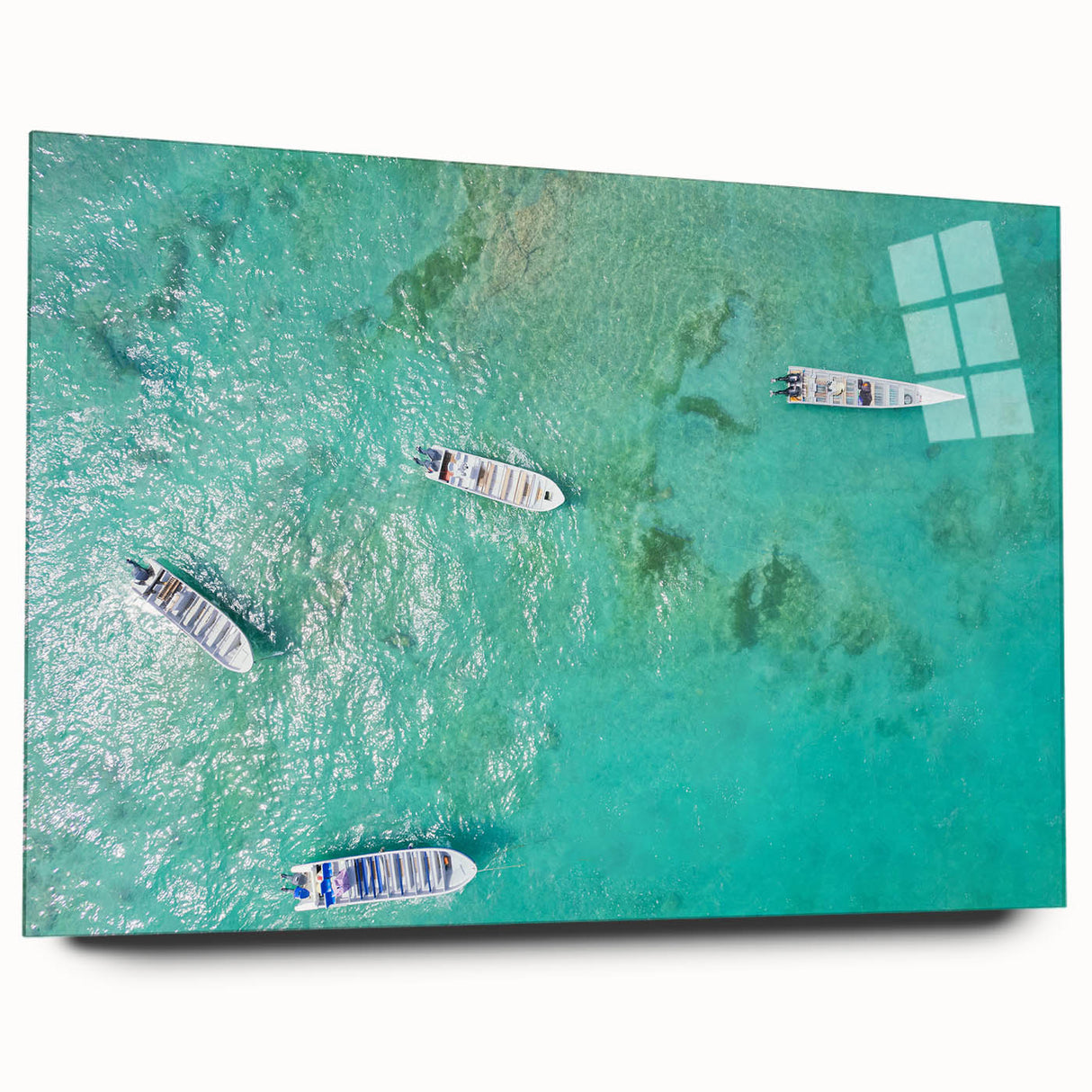 Large abstract wall art depicting a vibrant Colombian landscape on acrylic glass, ideal for bedroom or dining room decor.