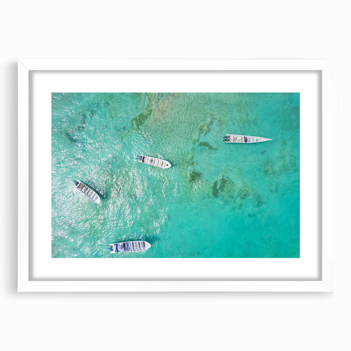 Abstract art print of a Colombian landscape in muted earth tones on a framed white mat, suitable for dining room decor.