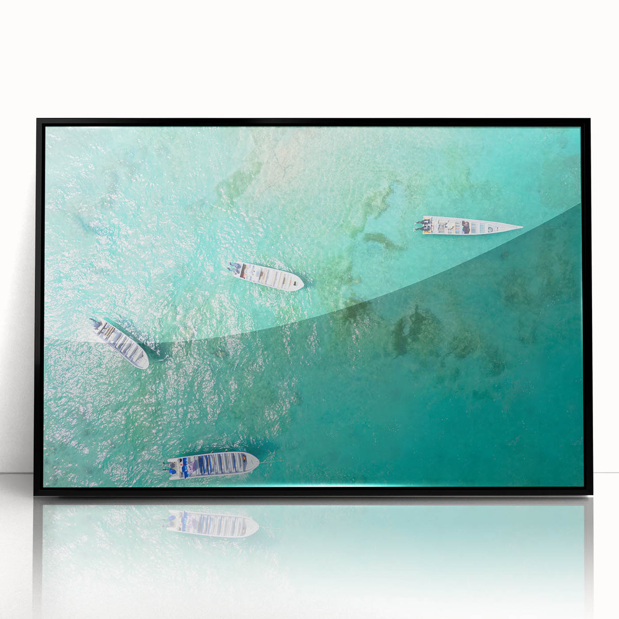 Large abstract wall art featuring a stylized Colombian landscape in vibrant colors, framed in black acrylic.