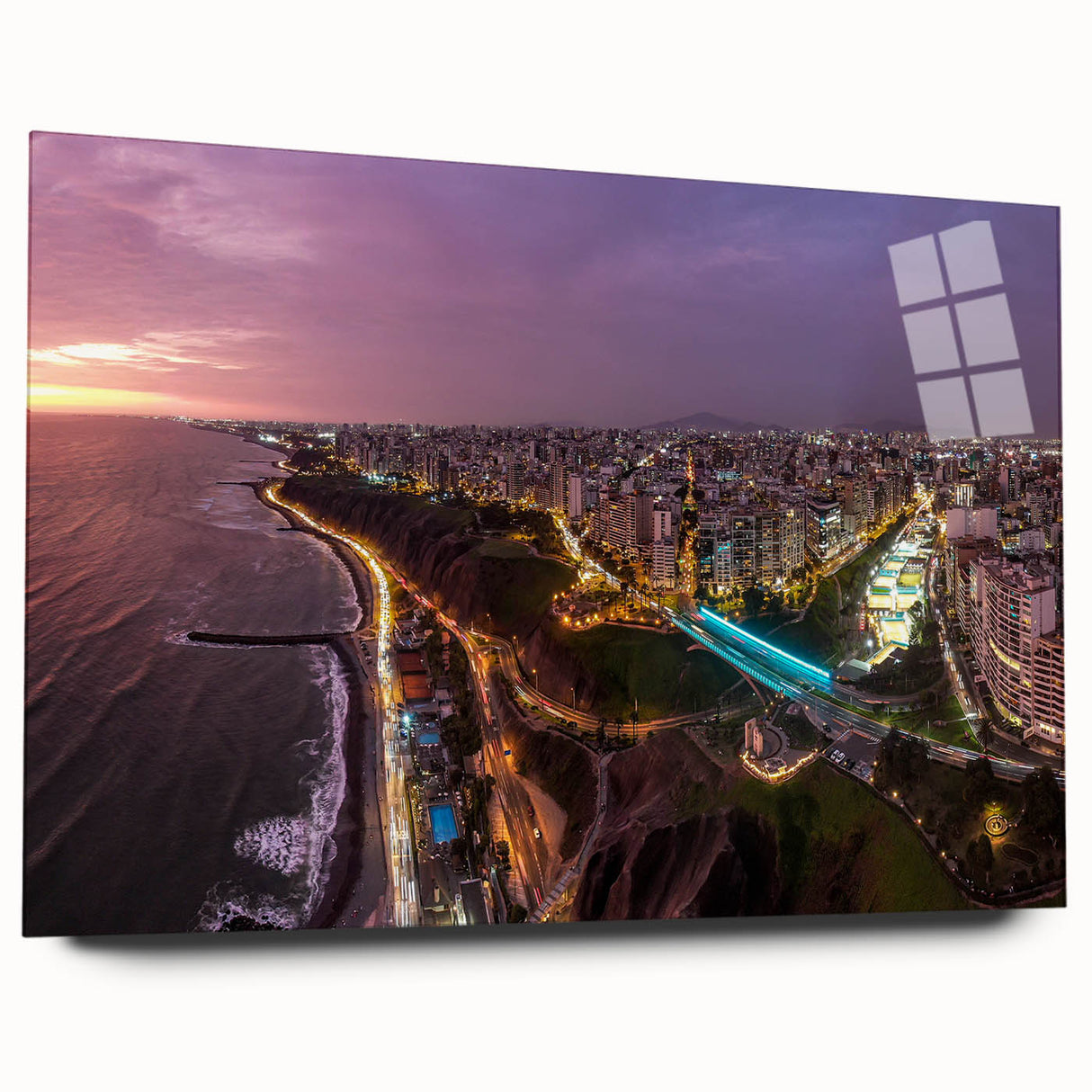 Acrylic print of a large abstract depiction of a South American landscape, in earthy tones.