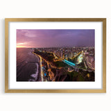 Extra large abstract art print of a textured South American landscape in muted earth tones, framed in gold.