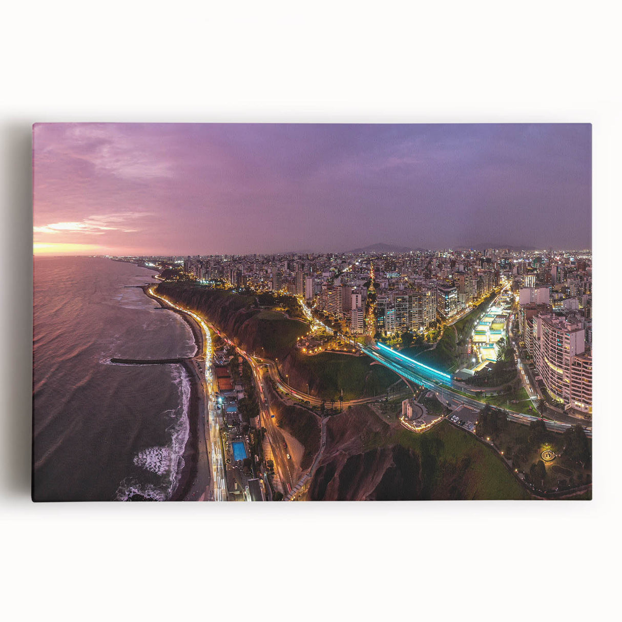 Black and white stretched canvas featuring a panoramic view of a Peruvian landscape, ideal for kitchen wall art.