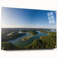 Acrylic print of a large abstract depiction of Arkansas scenery in earth tones, suited for bedroom or dining room decor.