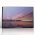 Large abstract wall art depicting Lake Tahoe in muted blue and green tones, framed in black acrylic.