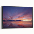 Black and white framed canvas of Lake Tahoe landscape, ideal for bedroom wall decor.