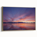 Framed canvas featuring a vintage-style landscape of Lake Tahoe with muted blues and greens, ideal for bedroom wall art.