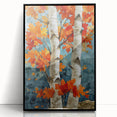 Large abstract wall art featuring a Colorado Aspen scenery in muted earth tones on a framed acrylic.