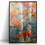 Large abstract wall art featuring a Colorado Aspen scenery in muted earth tones on a framed acrylic.