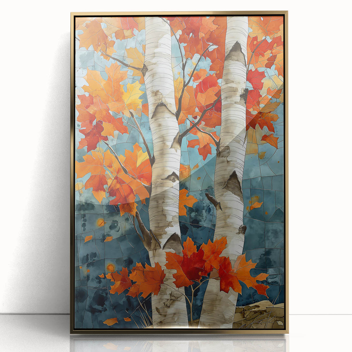 Framed acrylic print of Aspen, Colorado scenery in muted gold tones, ideal for modern art wall decor.