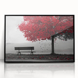 Large abstract wall art depicting Denver's skyline in muted gray and blue tones, framed in black acrylic.