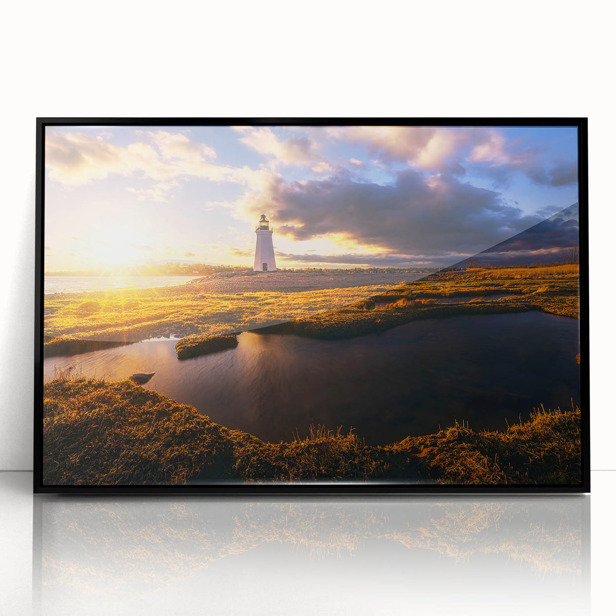 Large abstract wall art depicting a Connecticut landscape in muted earth tones, framed in black acrylic.