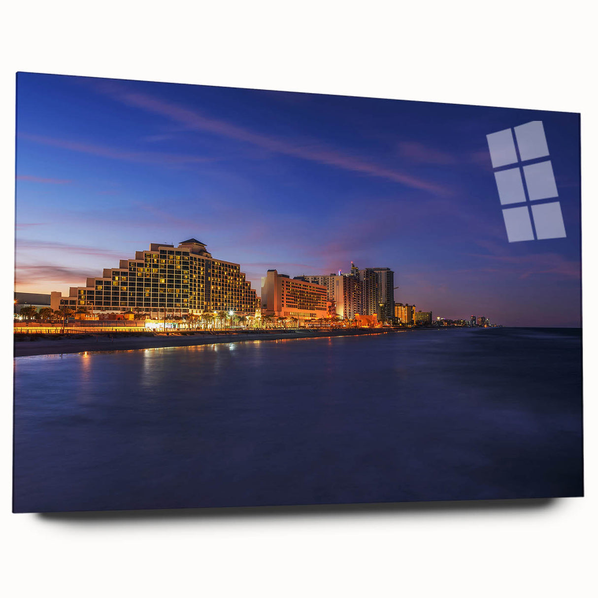 Large abstract wall art on acrylic glass showing a dynamic scene, ideal for bedroom or dining room decor.