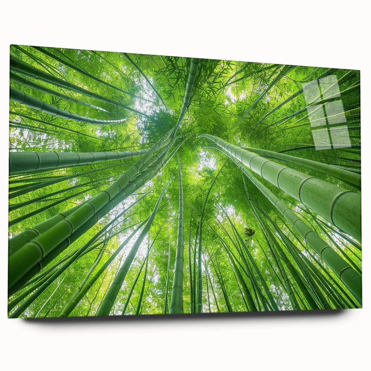 Large abstract wall art depicting a Maui, Hawaii scenery in muted blue and green tones on acrylic glass.