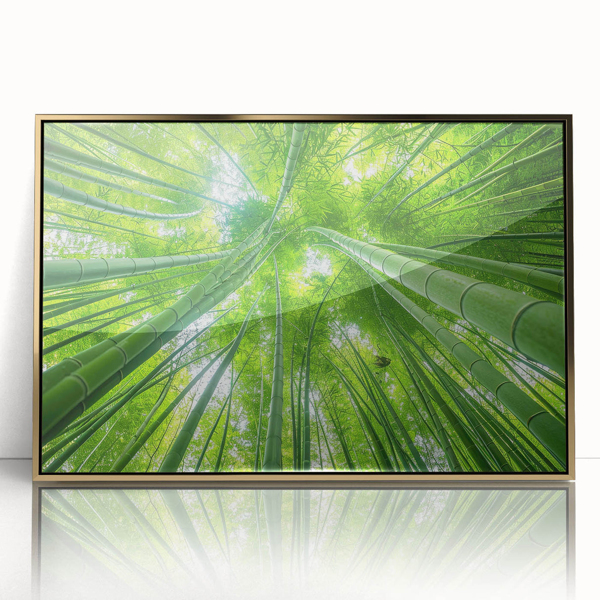 Mid-century modernist style large art print of Maui scenery in gold-framed acrylic, suitable for modern art wall decor.