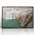 Large abstract wall art of Idaho scenery in black acrylic frame, ideal for modern living room decor.