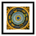 Extra large abstract art print depicting colorful Iowa scenery on textured canvas, framed in black.