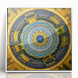 Art deco poster depicting Iowa scenery in muted colors on white acrylic, ideal for nursery wall art.