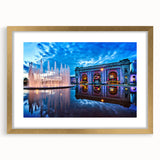 Extra large abstract art print of Kansas scenery in gold frame, featuring textured brush strokes in earth tones.