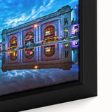 Textured black wall art featuring a colorful Kansas scenery on a framed canvas, ideal for living room decor.