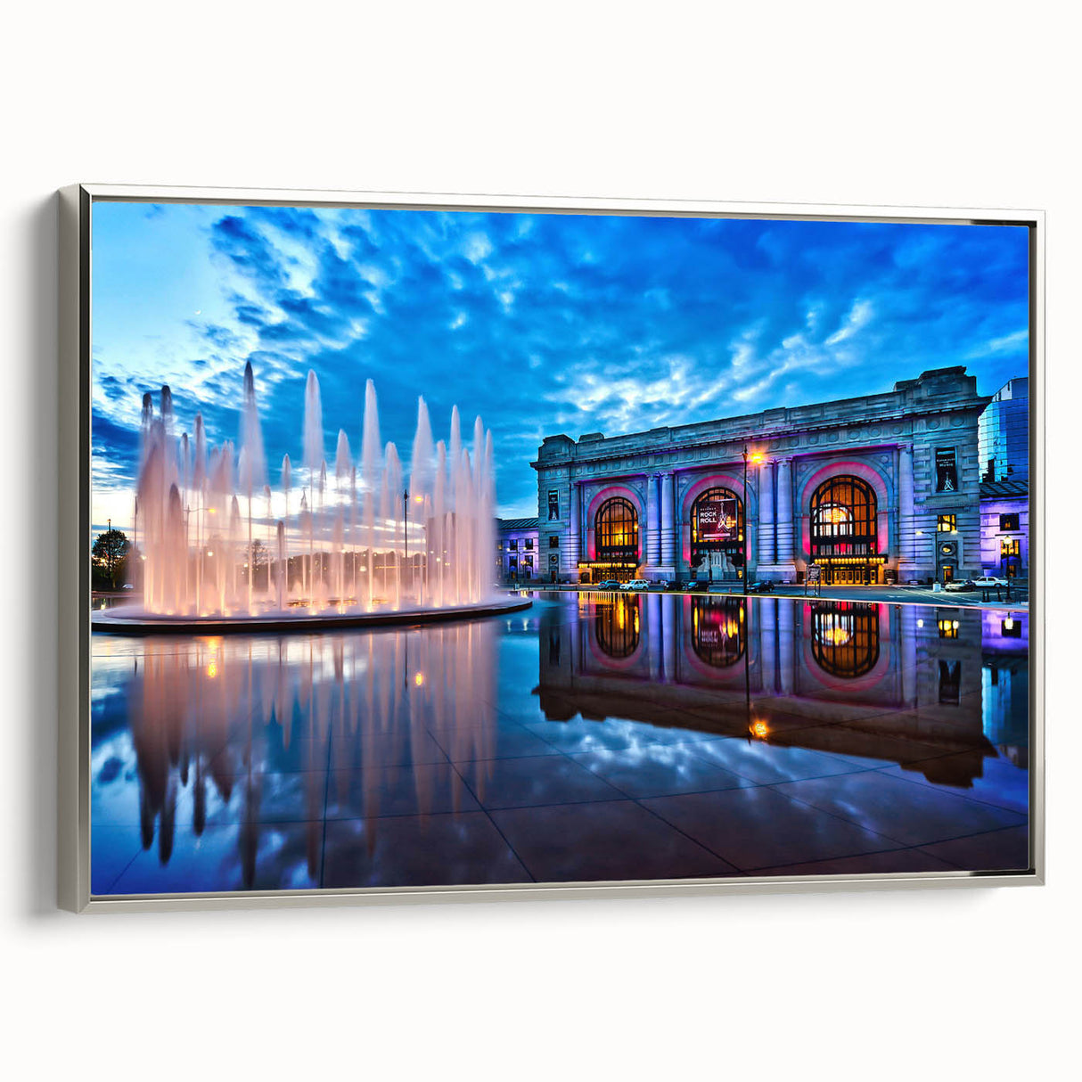 Framed canvas of a vintage Kansas landscape painting with vibrant colors on a black background, ideal for living room decor.