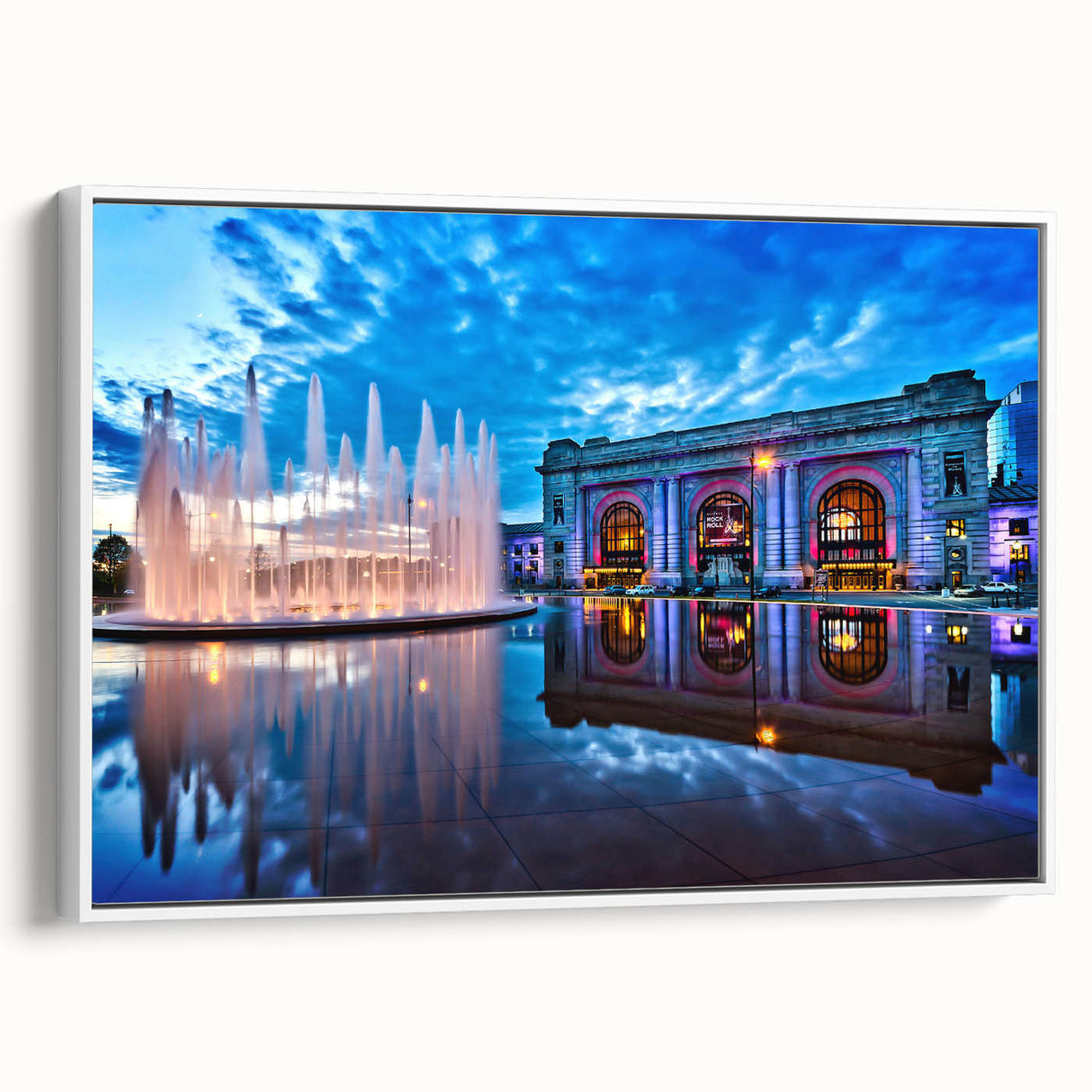 Vintage poster art of Kansas scenery on a framed canvas with colorful art, ideal for living room decor.