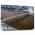 Acrylic print of a large abstract depiction of Kentucky scenery, with muted earth tones, ideal for dining room decor.