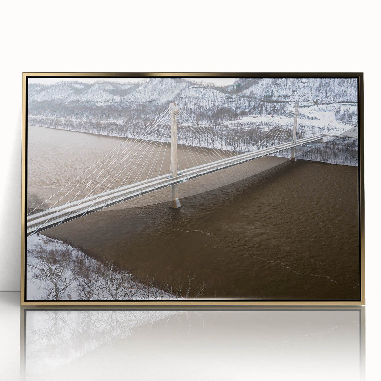 Large art print of a scenic Kentucky landscape in muted earth tones on framed acrylic, ideal for modern art wall decor.