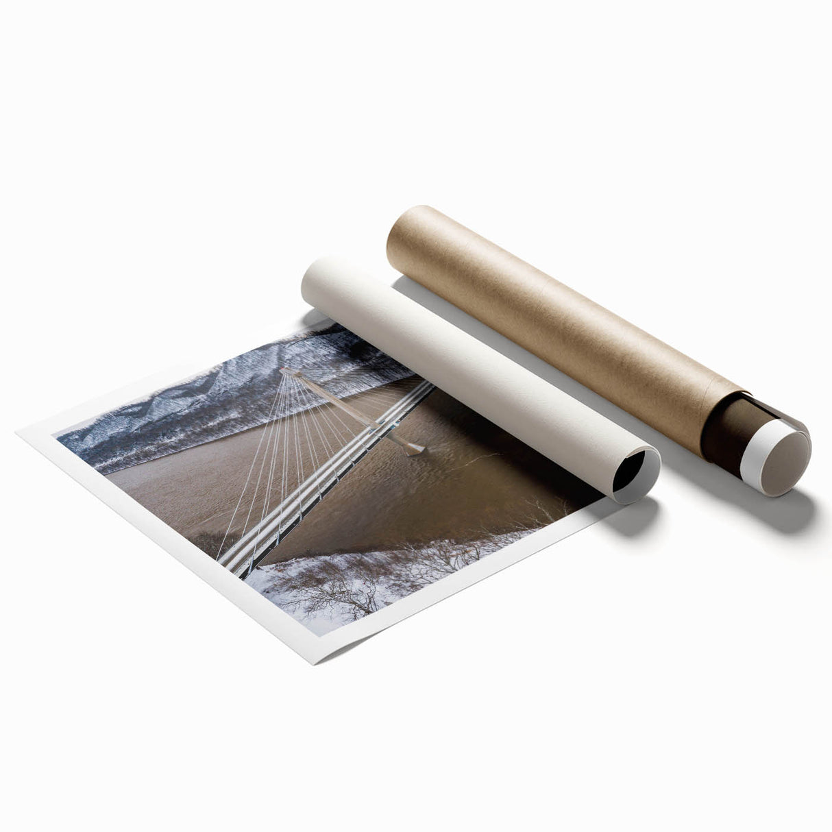 Extra large rolled print of a serene Kentucky landscape with floral accents in soft green and blue tones.