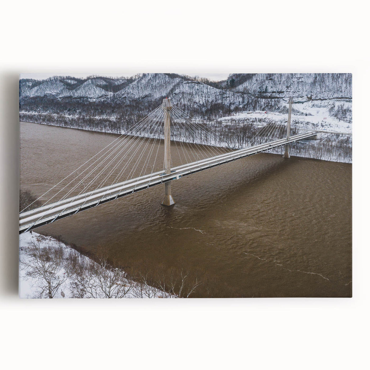 Black and white photo of Kentucky scenery on large stretched canvas, suitable for kitchen wall art.