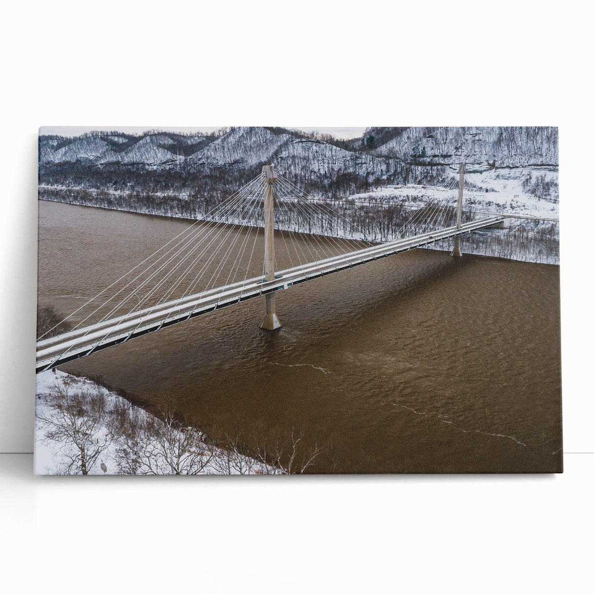 Black and white large art print of Kentucky scenery on stretched canvas, suitable for kitchen or bedroom wall decor.