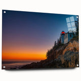 Acadia National Park scenery on acrylic glass, featuring lush greens and blues, suitable for bedroom or dining room decor.