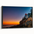 Black and white landscape art painting of Acadia, Maine on a framed canvas, suitable for bedroom decor.