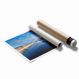 Lush green forest landscape in Maine on a rolled canvas, ideal for classy bathroom wall art.