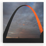 Black and white stretched canvas featuring the St. Louis skyline, ideal for kitchen wall art.