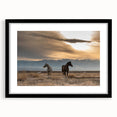 Extra large abstract art print of colorful, textured Montana scenery on a black-framed canvas, ideal for living room decor.