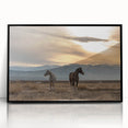 Large abstract wall art depicting a Montana landscape in muted earth tones, framed in black acrylic.